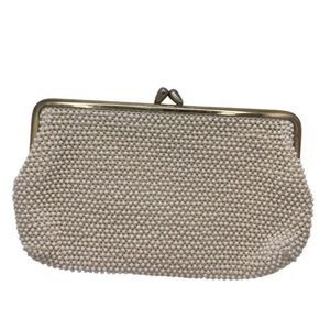 Bundle of Vintage St. Thomas corde bead clutch, gold frame kiss lock + mini bag